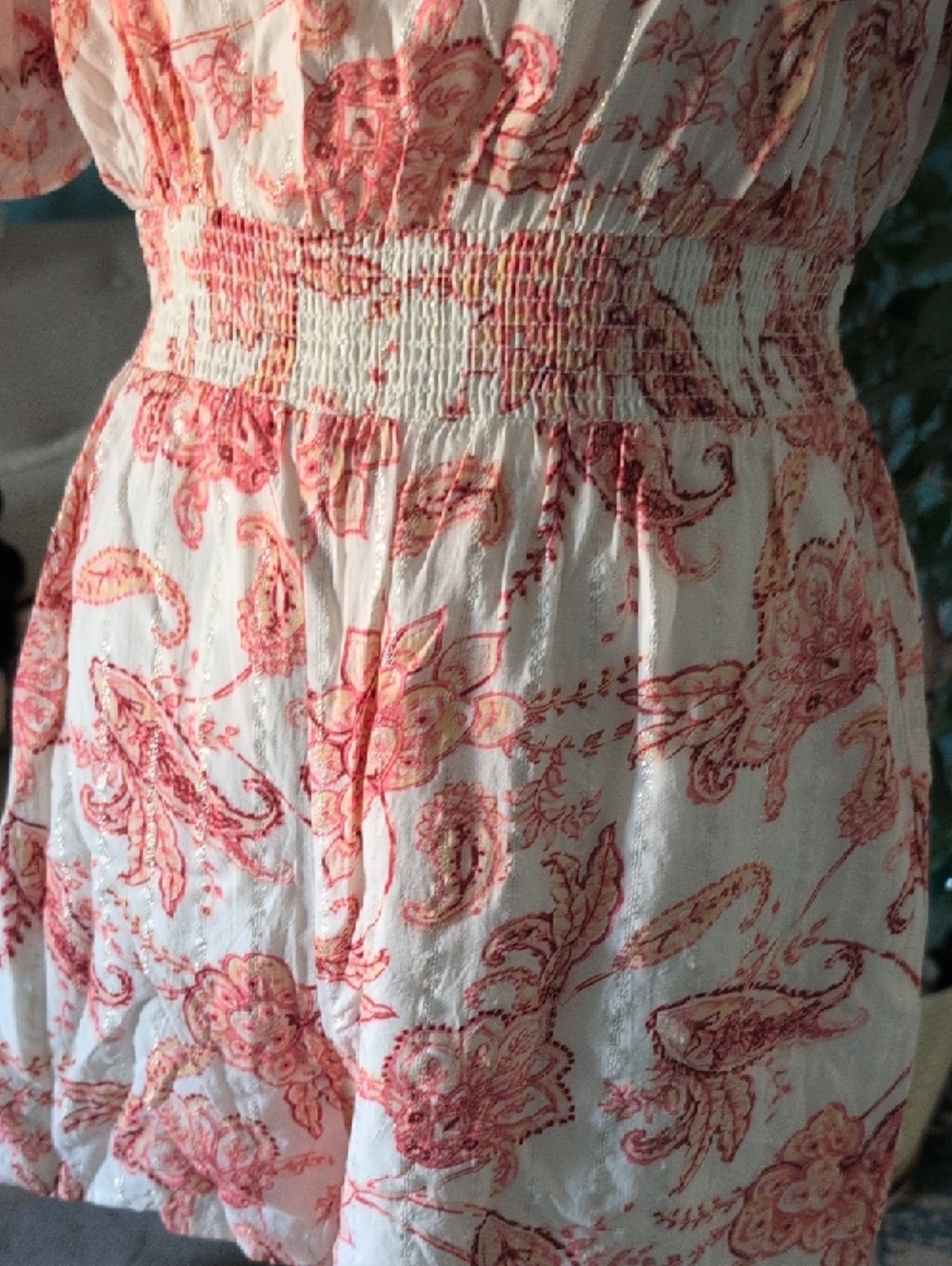 Express White-Light Cream Romper with Coral Pink Floral Print🪷 - Picture 11 of 12